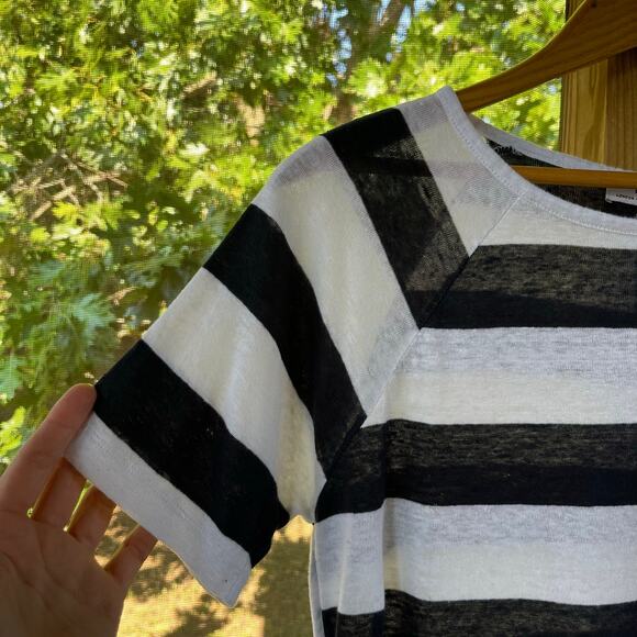 Frame Women's 100% Linen Black And White Striped Top Size XS - Picture 3 of 5